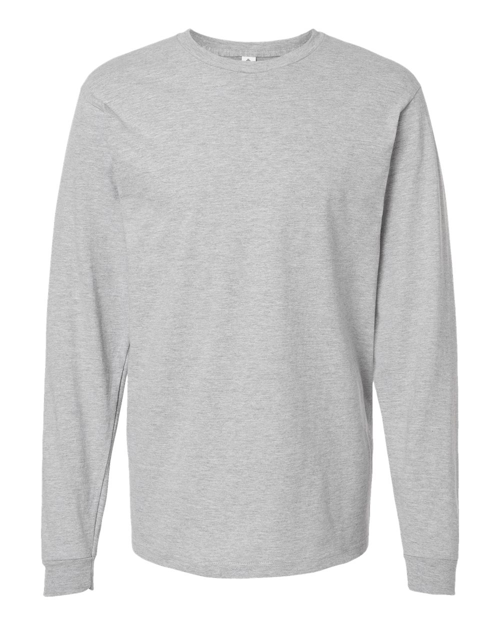 Front View of Heather Grey Heavyweight Jersey Long Sleeve T-Shirt - 291