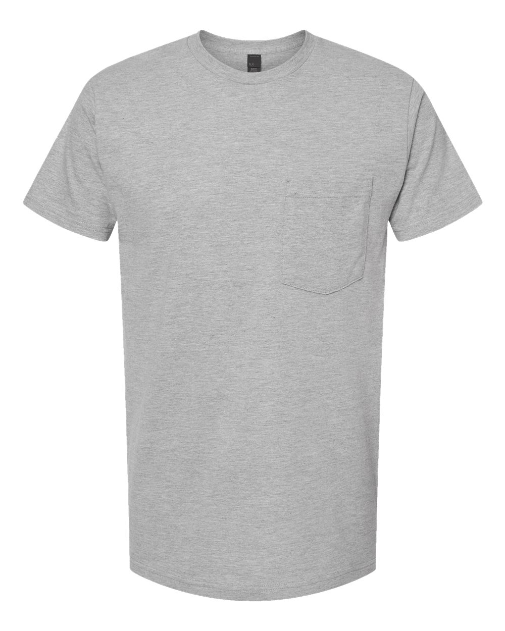 Front View of Heather Grey Heavyweight Jersey Pocket T-Shirt - 293