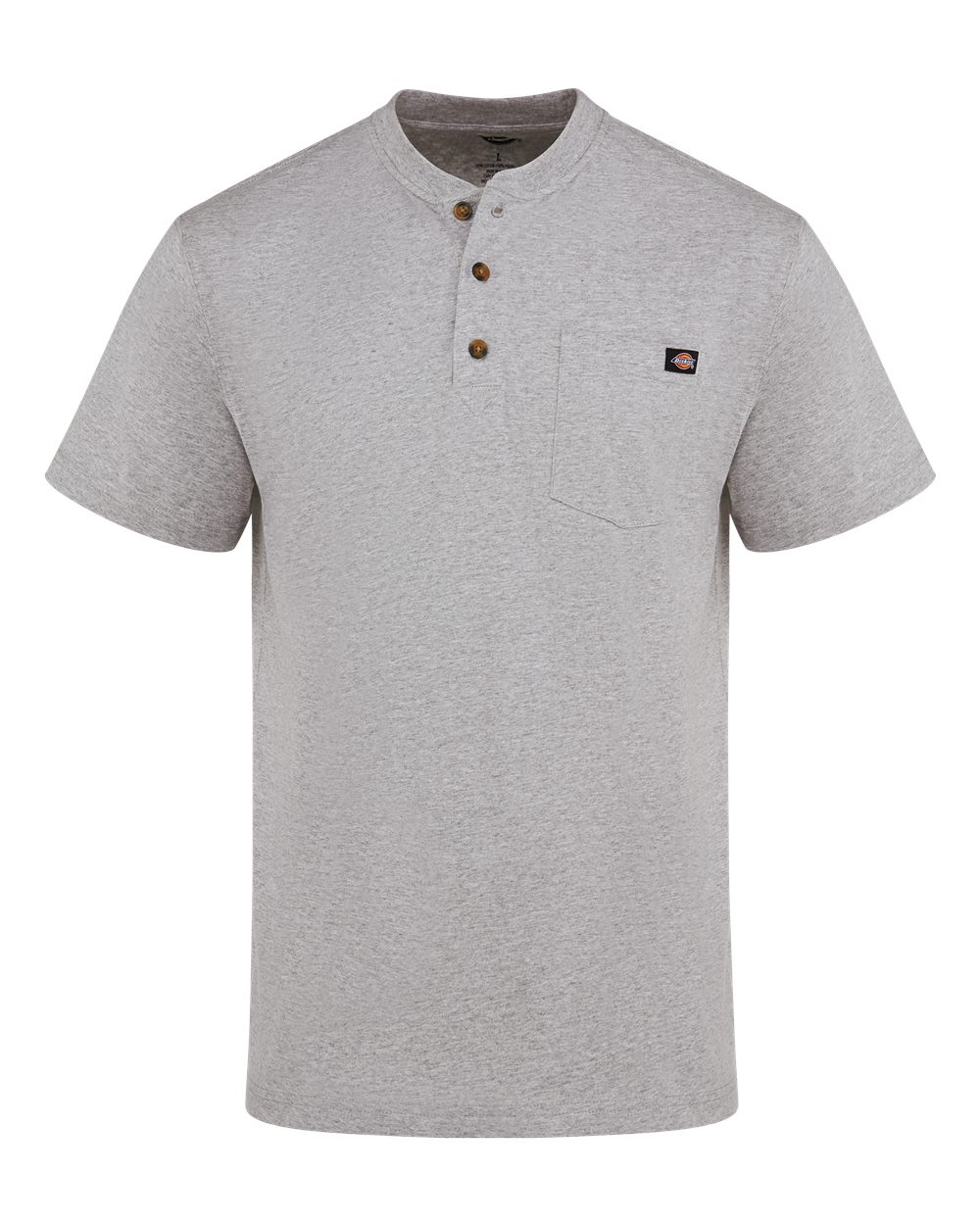 Front View of Heather Grey Heavyweight Traditional Short Sleeve Henley - Tall Sizes - WS51T