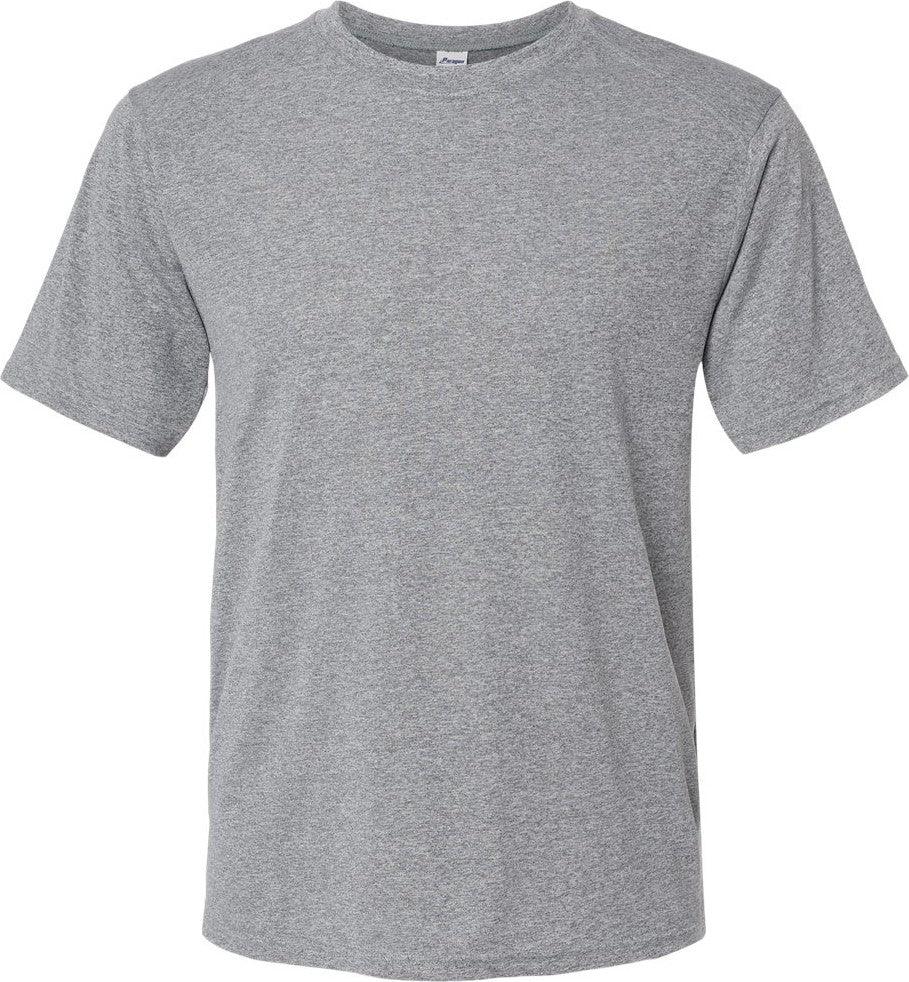 Front View of Heather Grey Islander Performance T-Shirt - 200