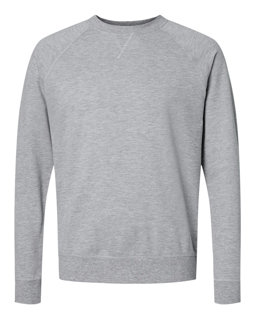 Front View of Heather Grey Laguna Raglan Crewneck Sweatshirt - 9000