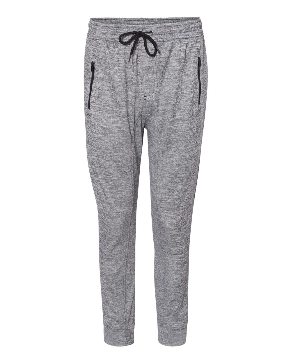 Front View of Heather Grey Performance Fleece Joggers - 8801