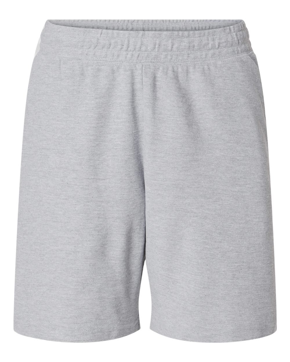 Front View of Heather Grey Pique Unisex Gym Shorts - 2PQ