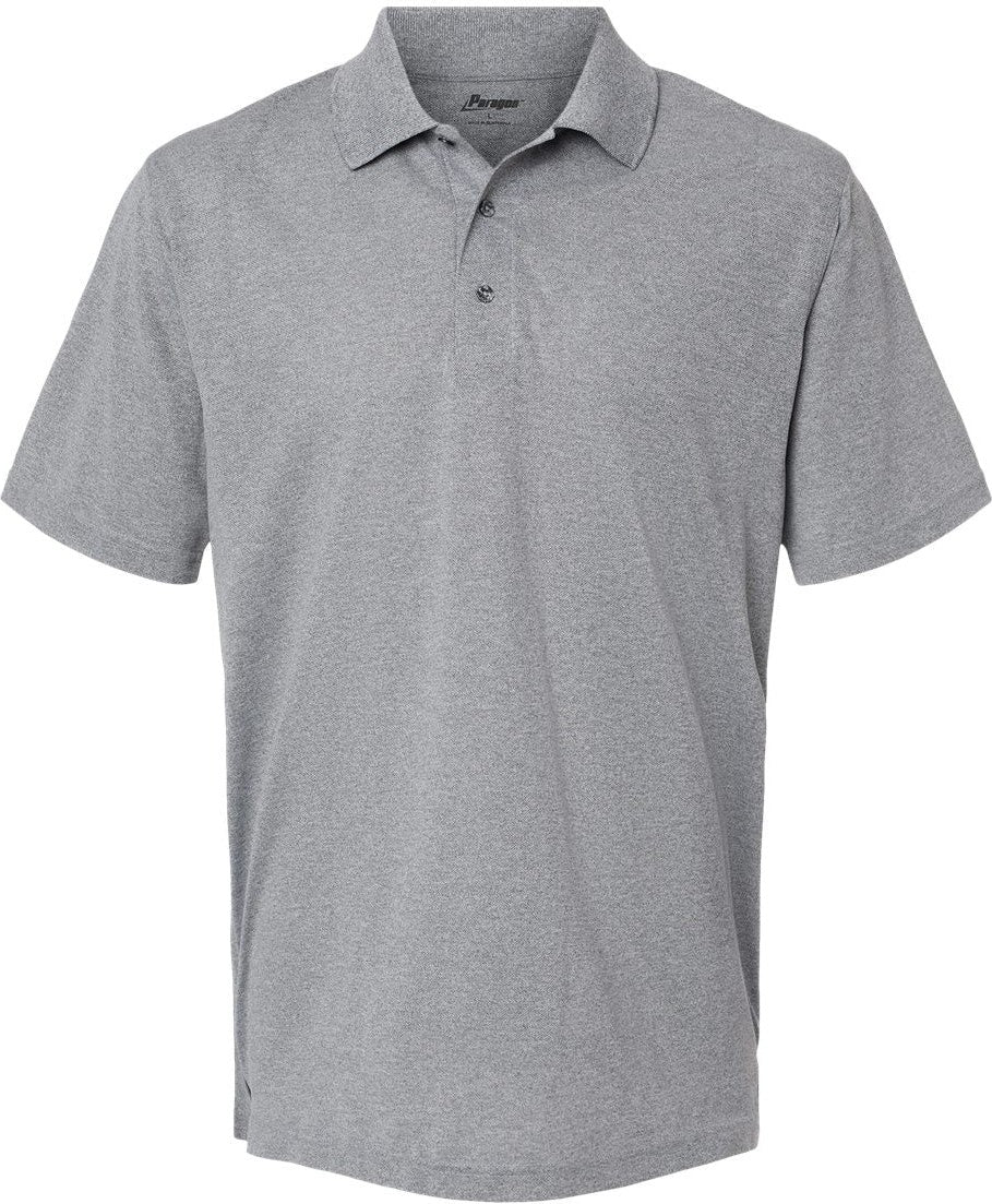 Front View of Heather Grey Saratoga Performance Mini Mesh Polo - 100