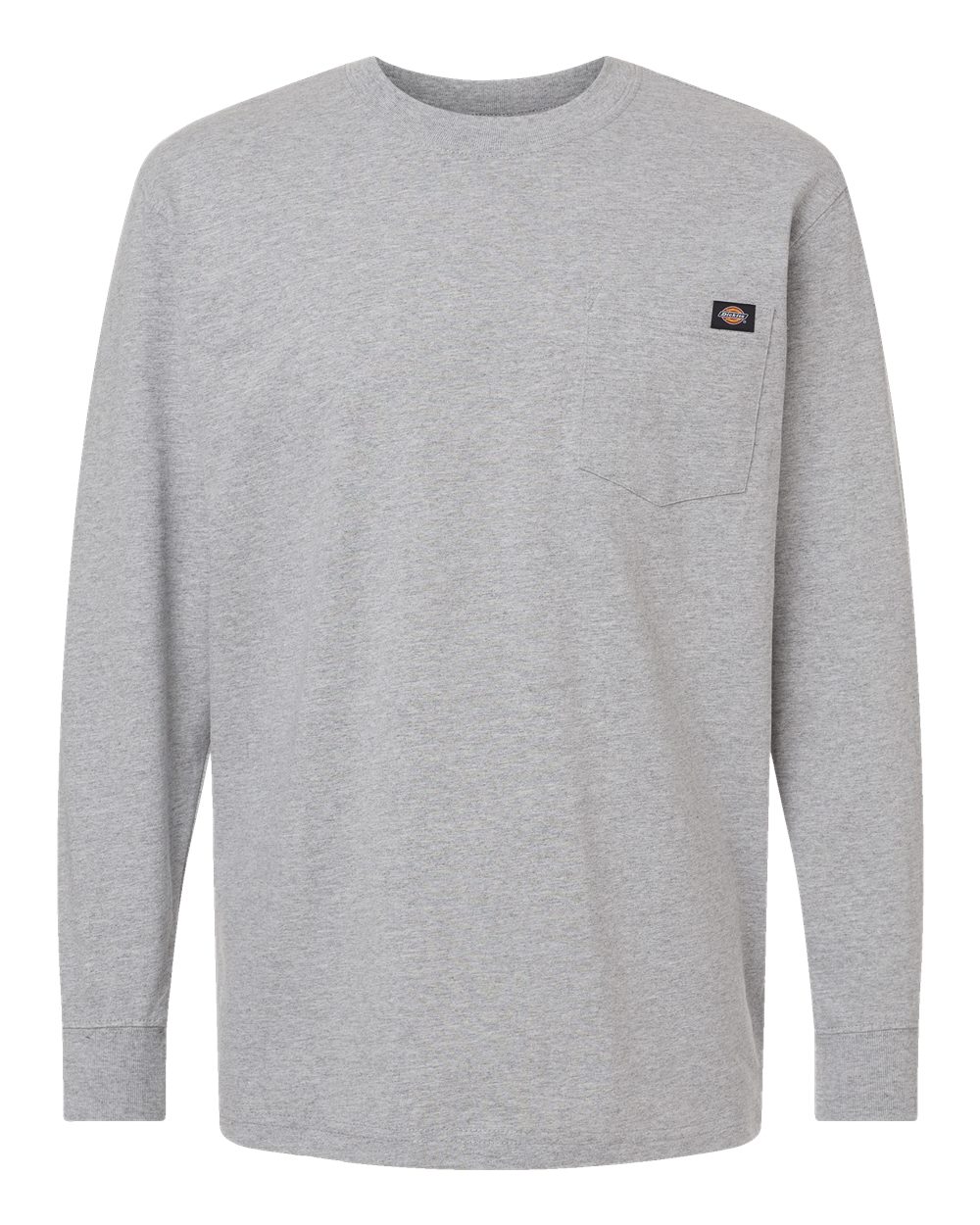 Front View of Heather Grey Traditional Heavyweight Long Sleeve T-Shirt - WL50