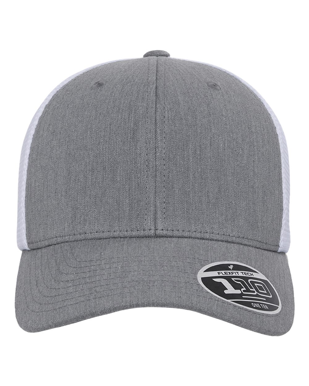 Front View of Heather Grey/ White 110® Mesh-Back Cap - 110M