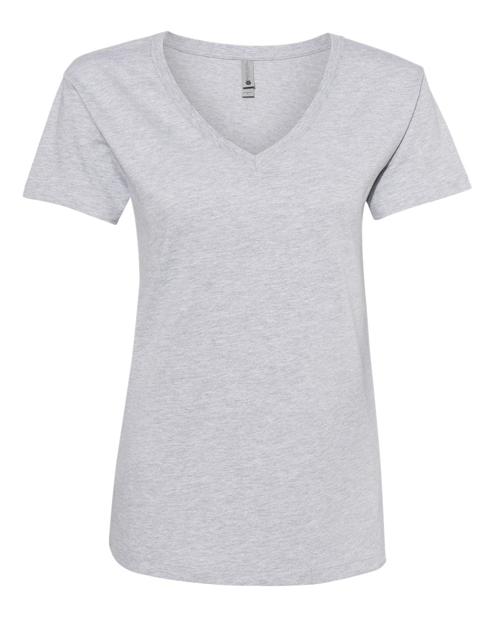 Front View of Heather Grey Women’s Cotton V-Neck T-Shirt - 3940