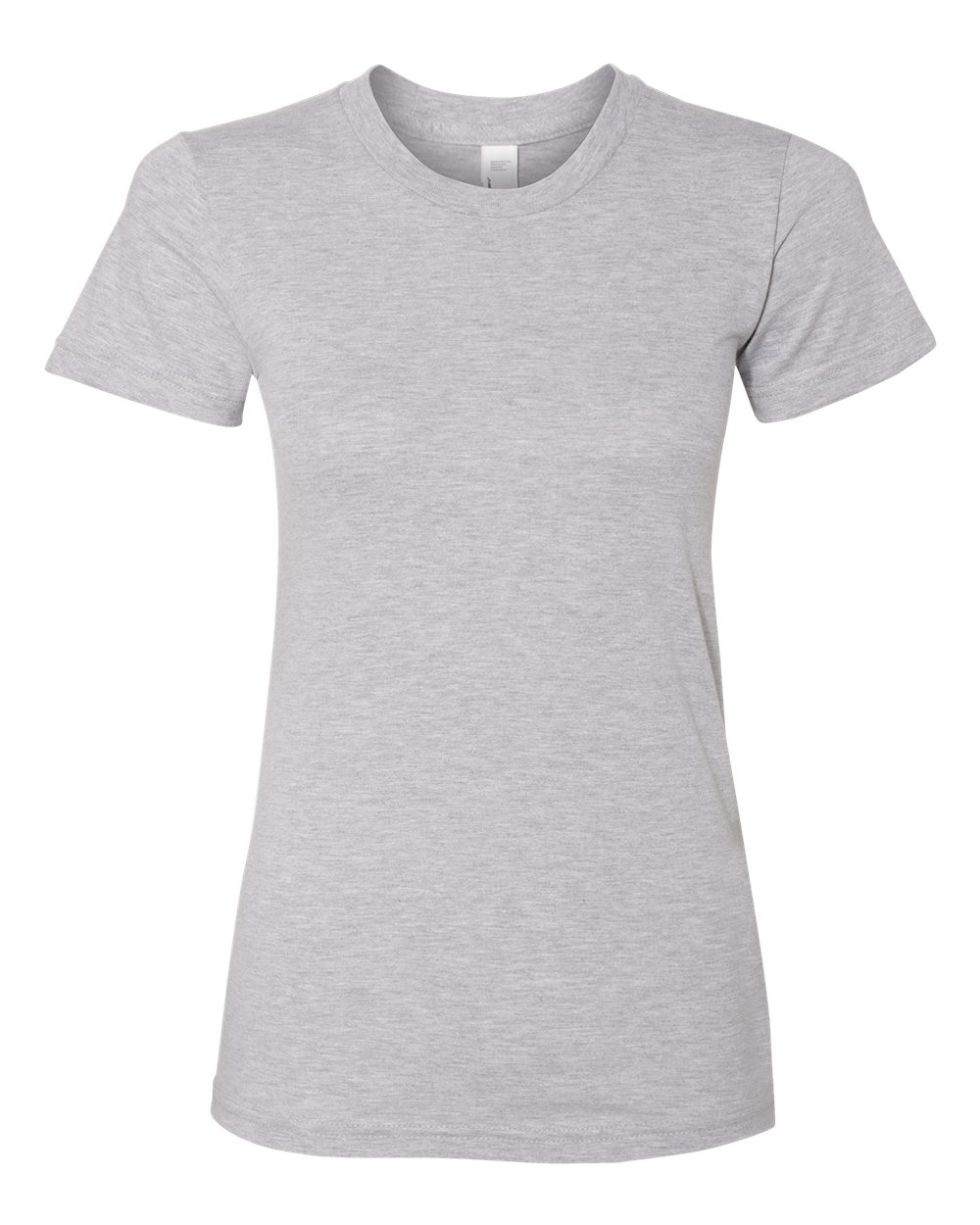 Front View of Heather Grey Women’s USA-Made Fine Jersey Tee - 2102US