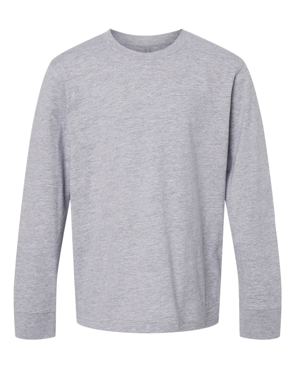 Front View of Heather Grey Youth Cotton Long Sleeve T-Shirt - 3311
