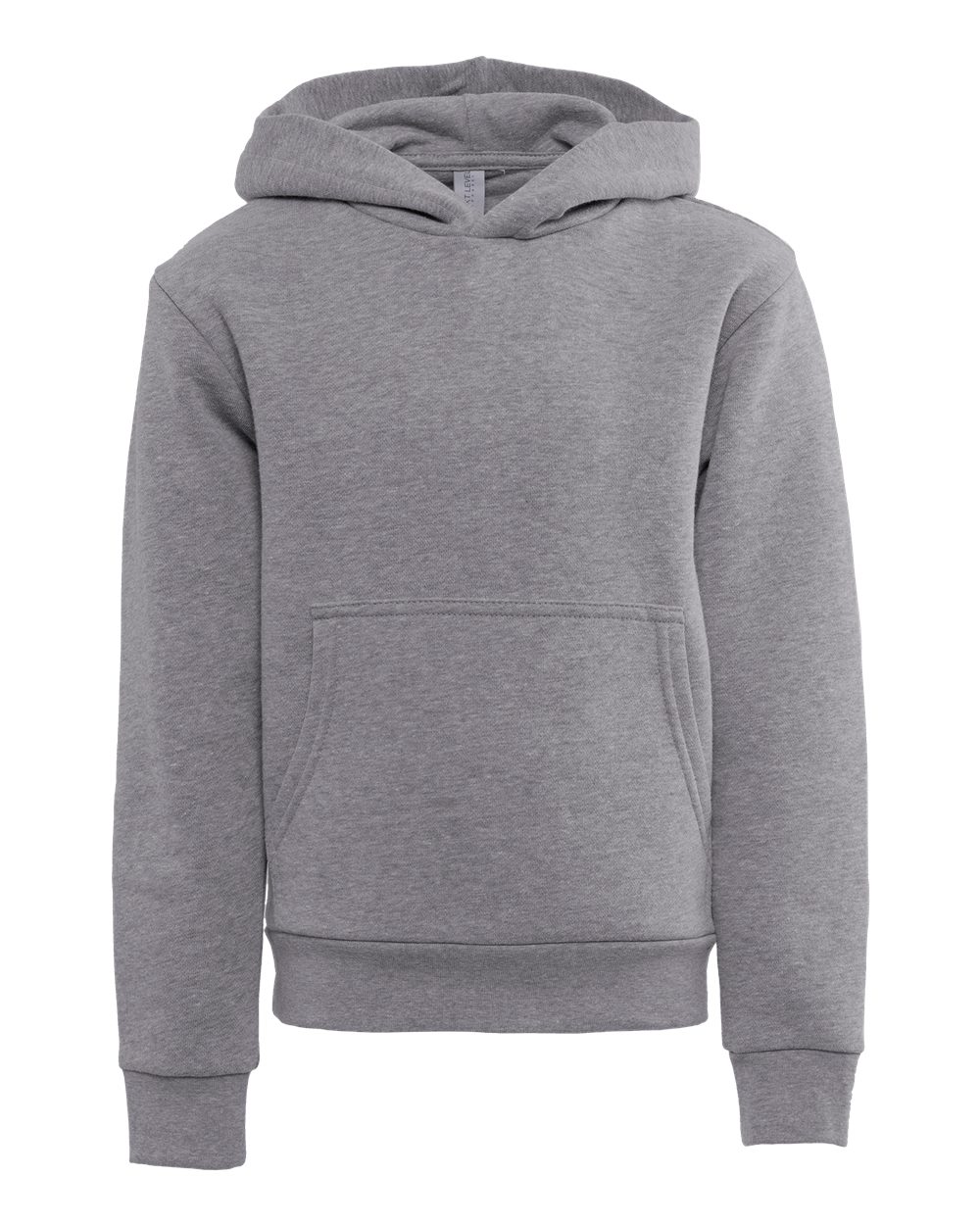 Front View of Heather Grey Youth Fleece Hoodie - 9113