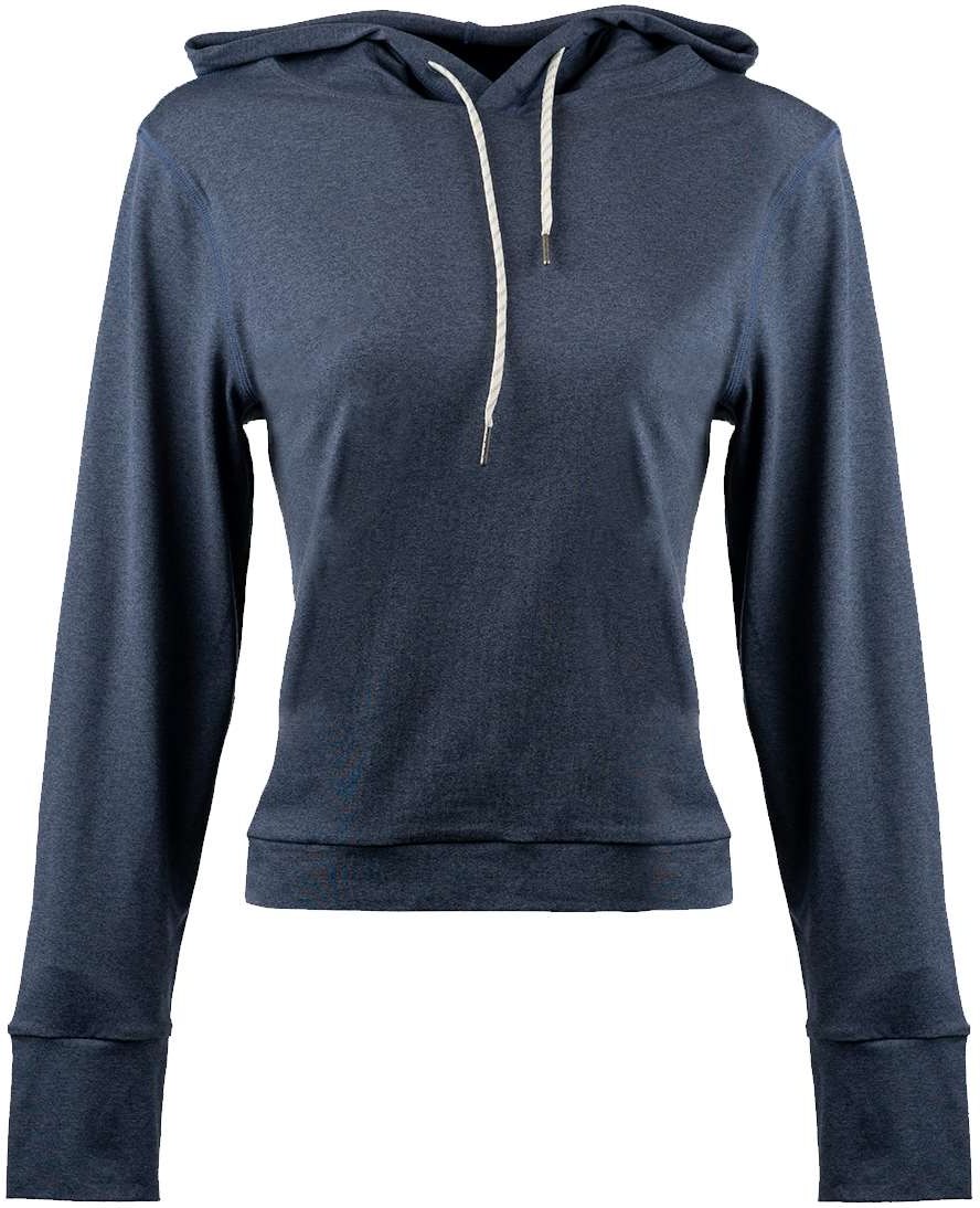 Front View of Heather Ink Blue Women's Dawn to Dusk Hooded Pullover - 5667