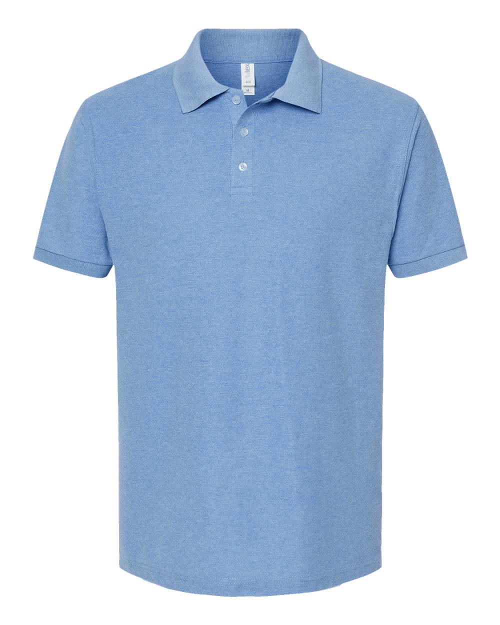 Front View of Heather Light Blue 50/50 Sport Pique Polo - 400