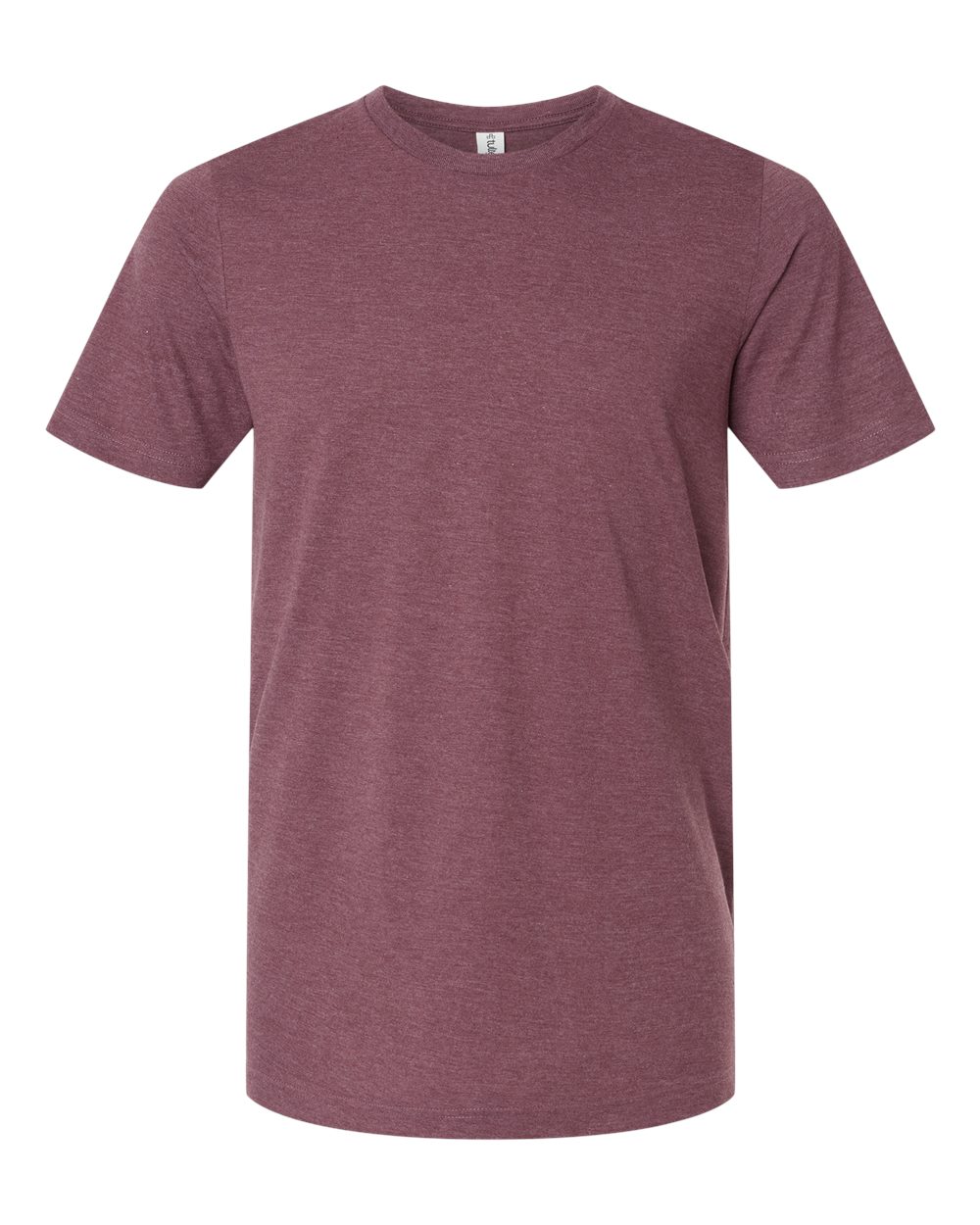 Front View of Heather Maroon Combed CVC T-Shirt - 602CVC