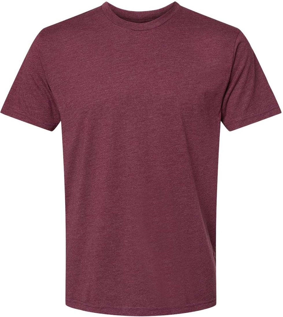 Front View of Heather Maroon CVC T-Shirt - 6210