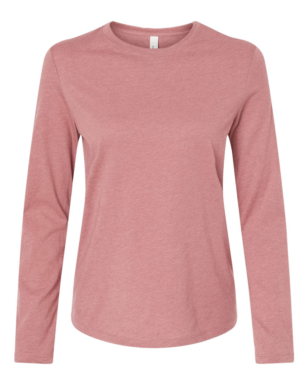 Front View of Heather Mauve Women’s Jersey Long Sleeve Tee - 6500