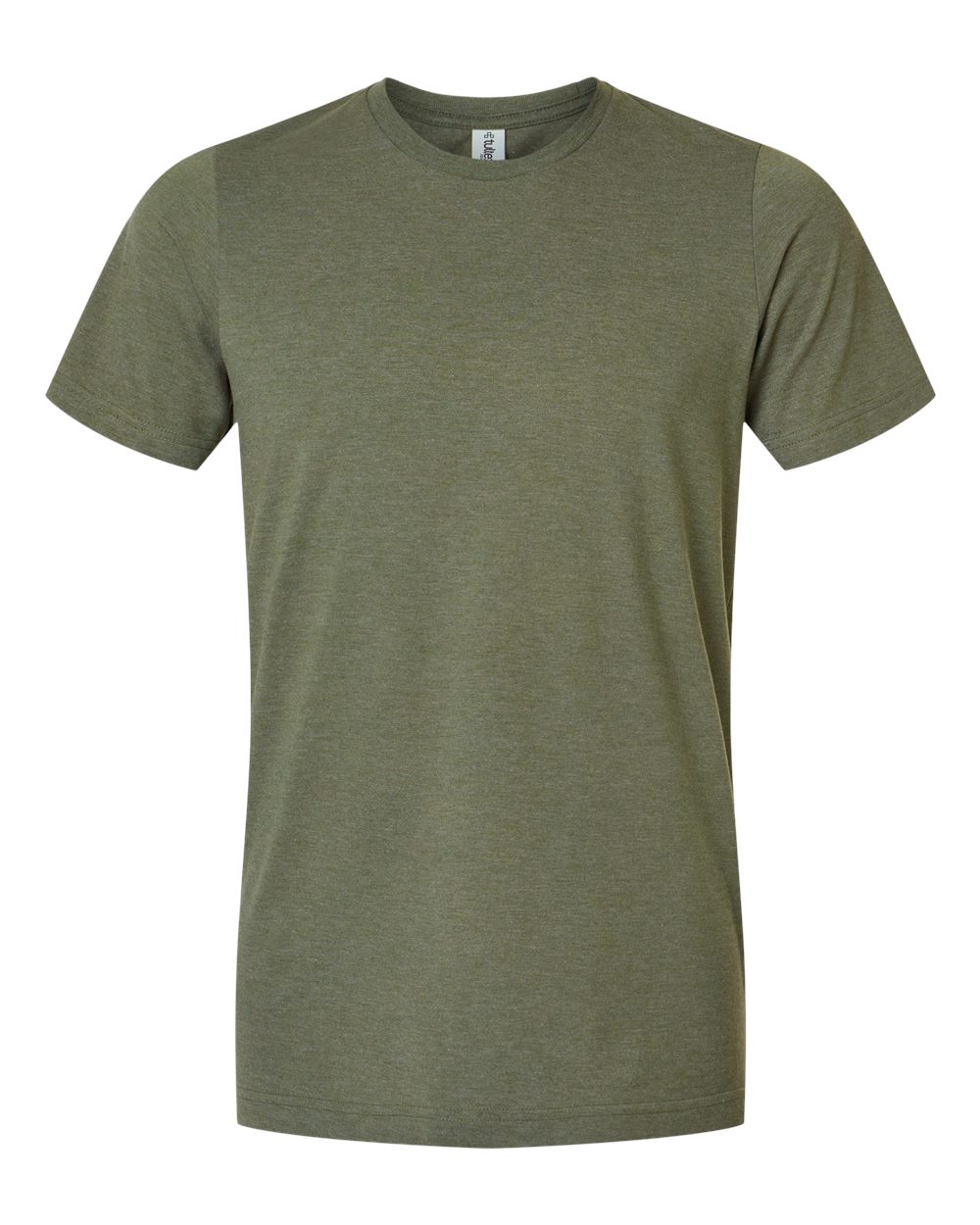 Front View of Heather Military Green Combed CVC T-Shirt - 602CVC