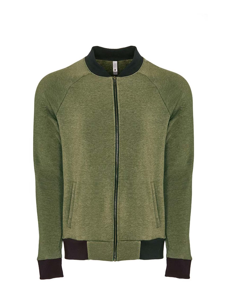 Front View of Heather Military Green Malibu Bomber Jacket - 9700