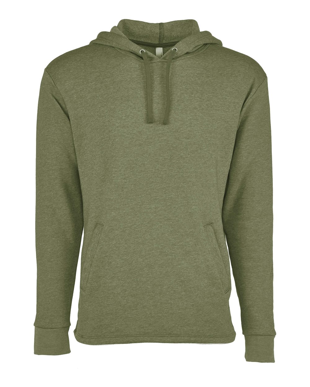 Front View of Heather Military Green Malibu Welt Pocket Hoodie - 9300