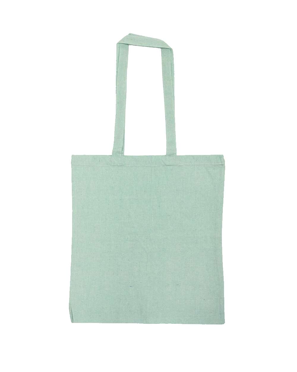 Front View of Heather Mint Lightweight Recycled Canvas Tote Bag with Extended Handle - 8505R