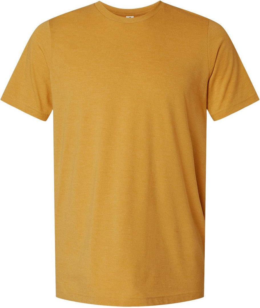 Front View of Heather Mustard Combed CVC T-Shirt - 602CVC