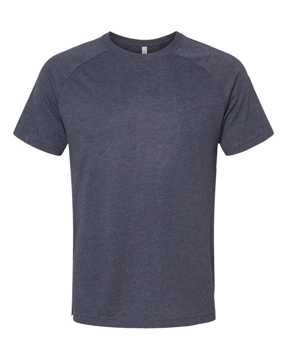 Front View of Heather Navy Heather CVC Raglan Tee - 3201
