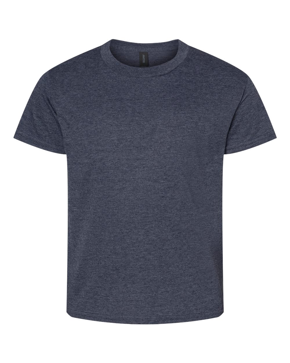 Front View of Heather Navy Light Cotton Youth T-Shirt - 3000B