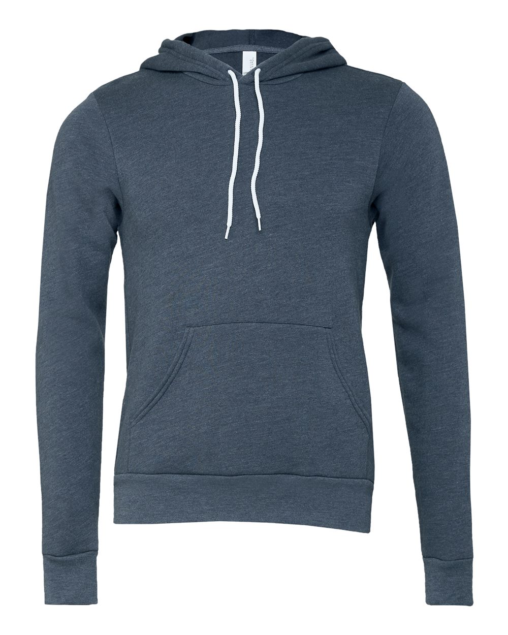 Front View of Heather Navy Sponge Fleece Hoodie - 3719