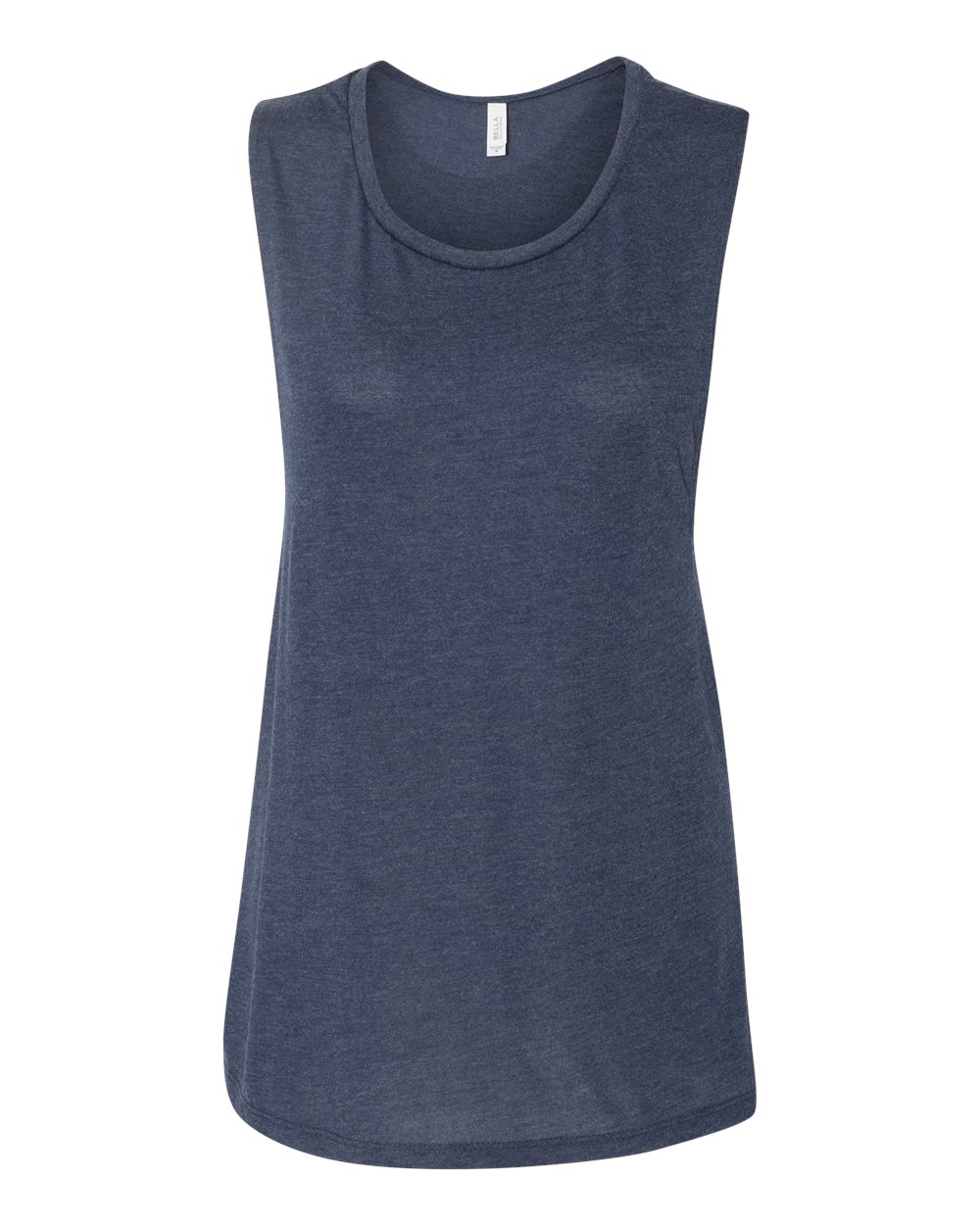 Front View of Heather Navy Women's Flowy Scoop Muscle Tank - 8803