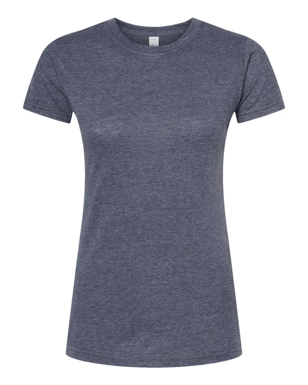 Front View of Heather Navy Women's Poly-Rich T-Shirt - 240