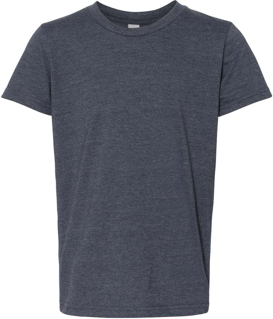 Front View of Heather Navy Youth CVC Jersey Tee - 3001YCVC