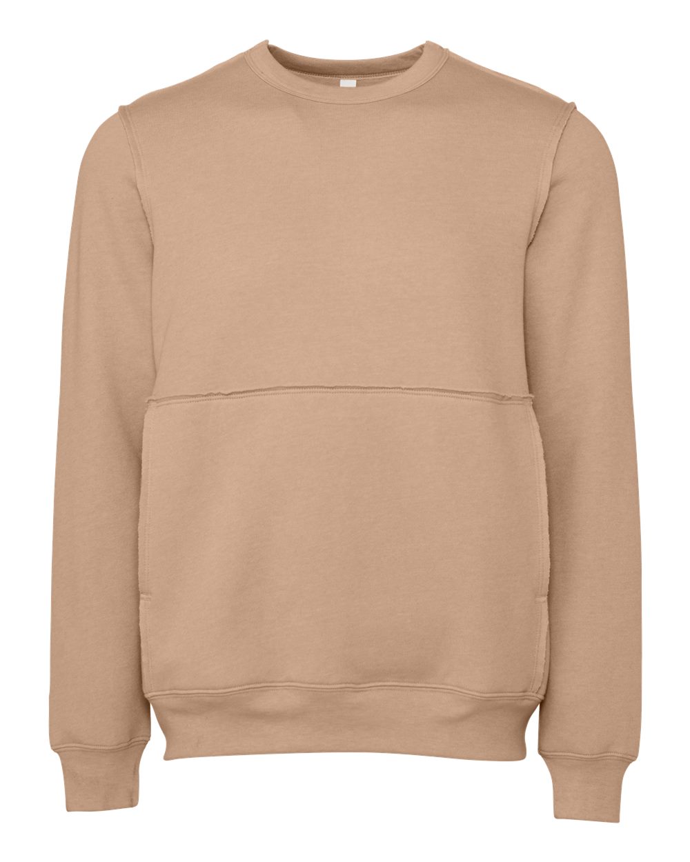 Front View of Heather Oat FWD Fashion Raw Seam Crewneck Sweatshirt - 3743