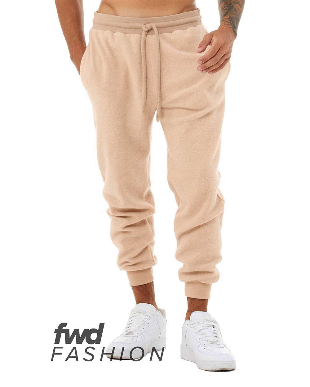 Front View of Heather Oat FWD Fashion Sueded Fleece Jogger - 3327