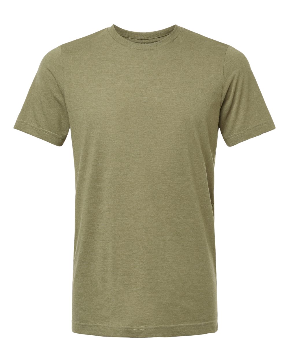 Front View of Heather Olive Green Combed CVC T-Shirt - 602CVC