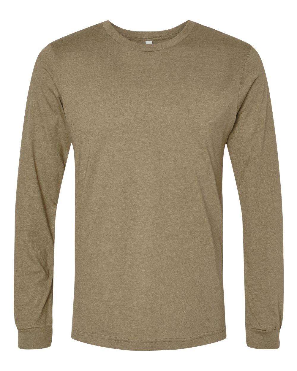 Front View of Heather Olive Heather CVC Long Sleeve Tee - 3501CVC