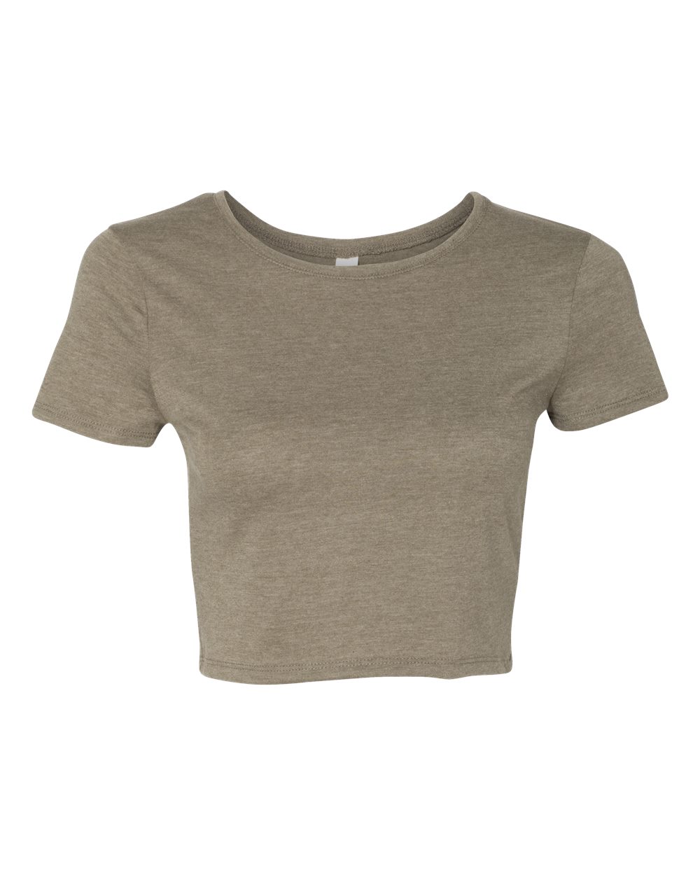 Front View of Heather Olive Women’s Crop Tee - 6681