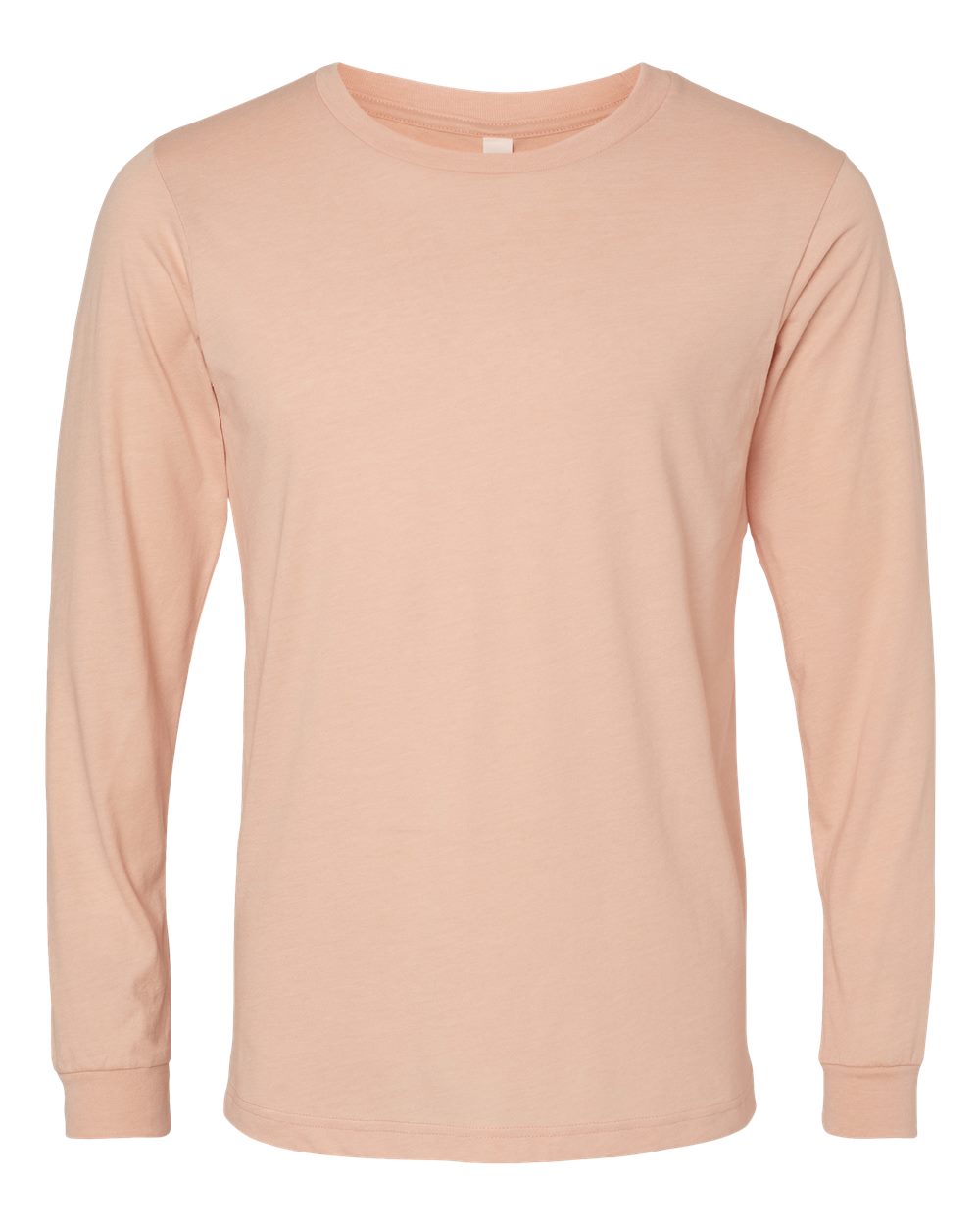 Front View of Heather Peach Heather CVC Long Sleeve Tee - 3501CVC