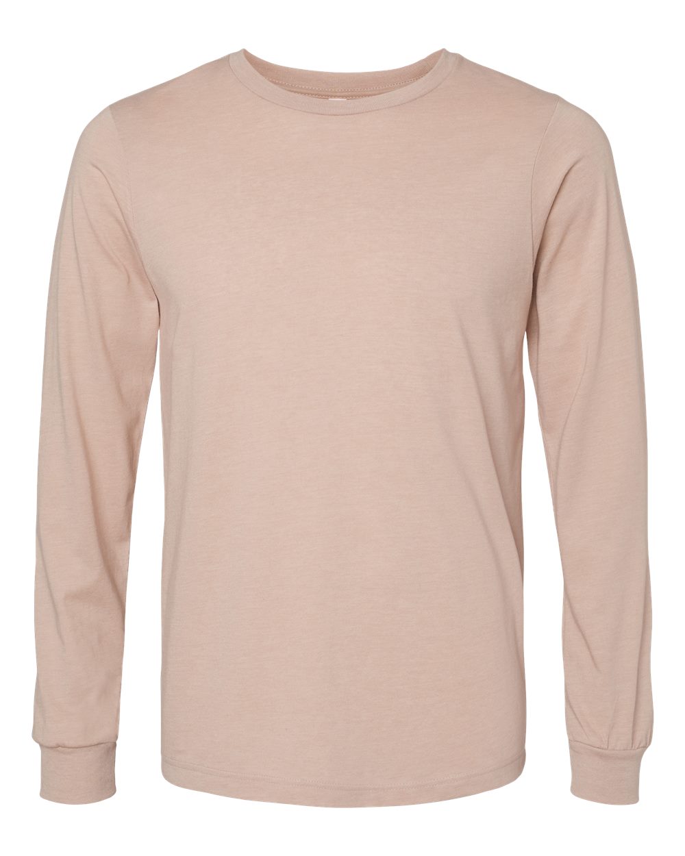 Front View of Heather Pink Gravel Heather CVC Long Sleeve Tee - 3501CVC