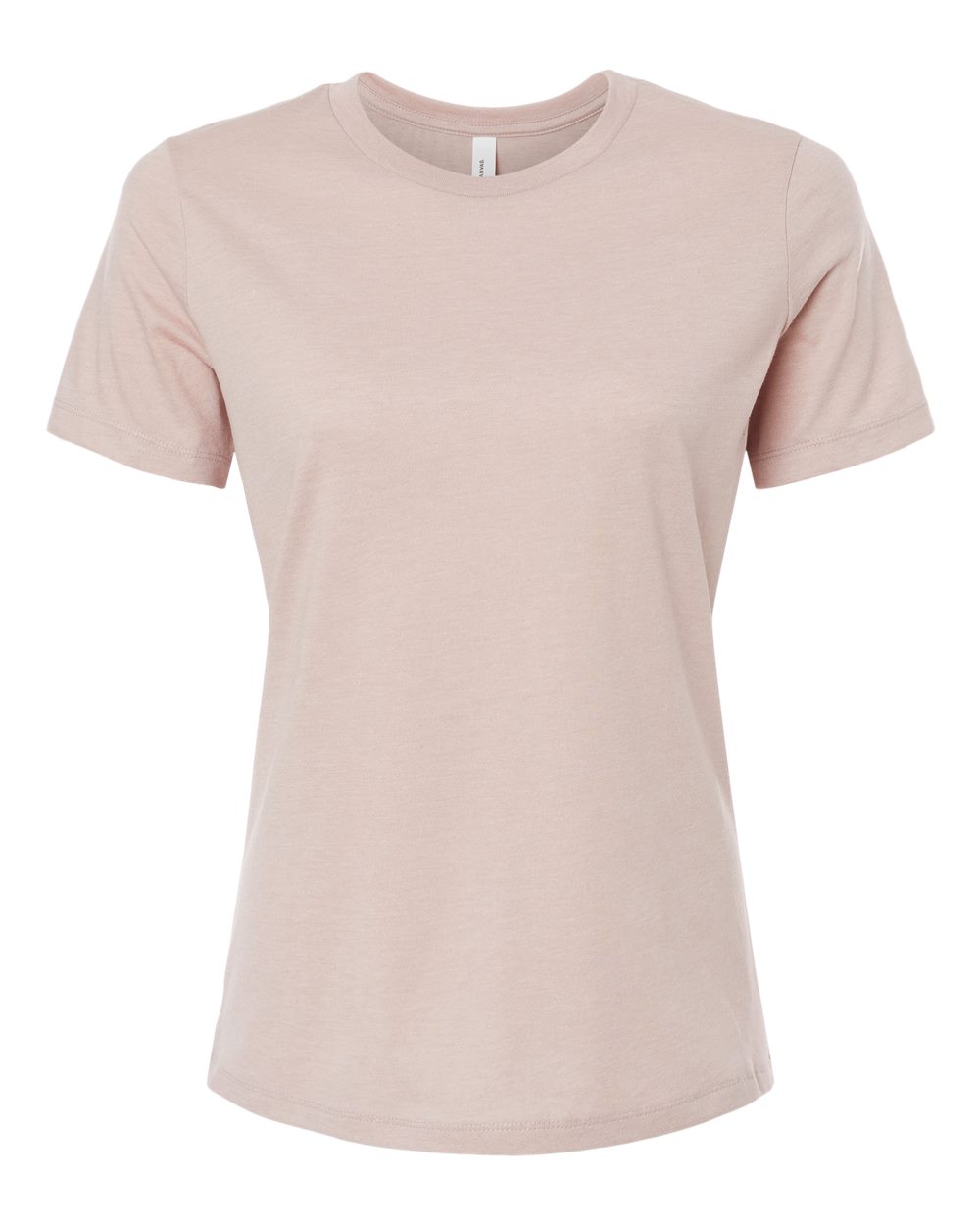 Front View of Heather Pink Gravel Women’s Relaxed Fit Heather CVC Tee - 6400CVC