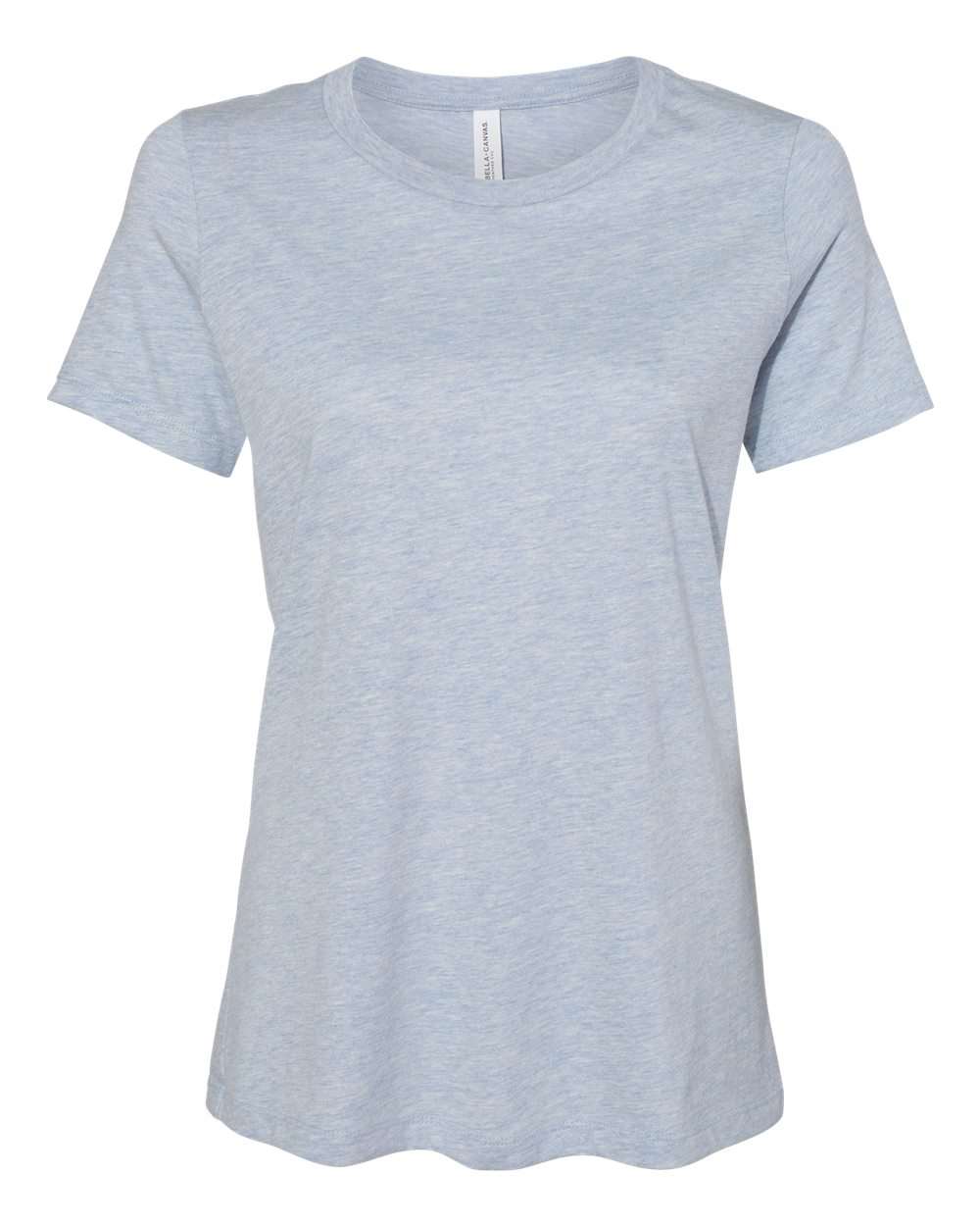 Front View of Heather Prism Blue Women’s Relaxed Fit Heather CVC Tee - 6400CVC
