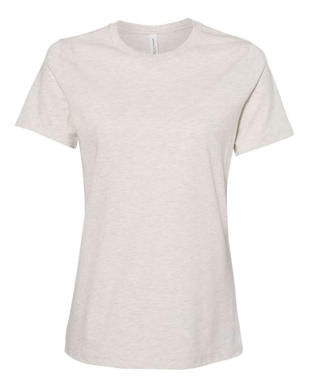 Front View of Heather Prism Natural Women’s Relaxed Fit Heather CVC Tee - 6400CVC