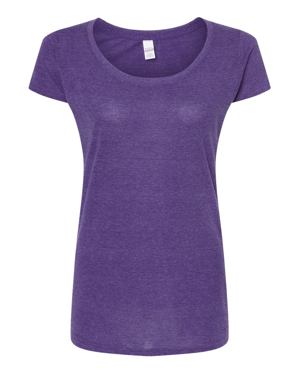 Front View of Heather Purple Women's Poly-Rich Scoop Neck T-Shirt - 243