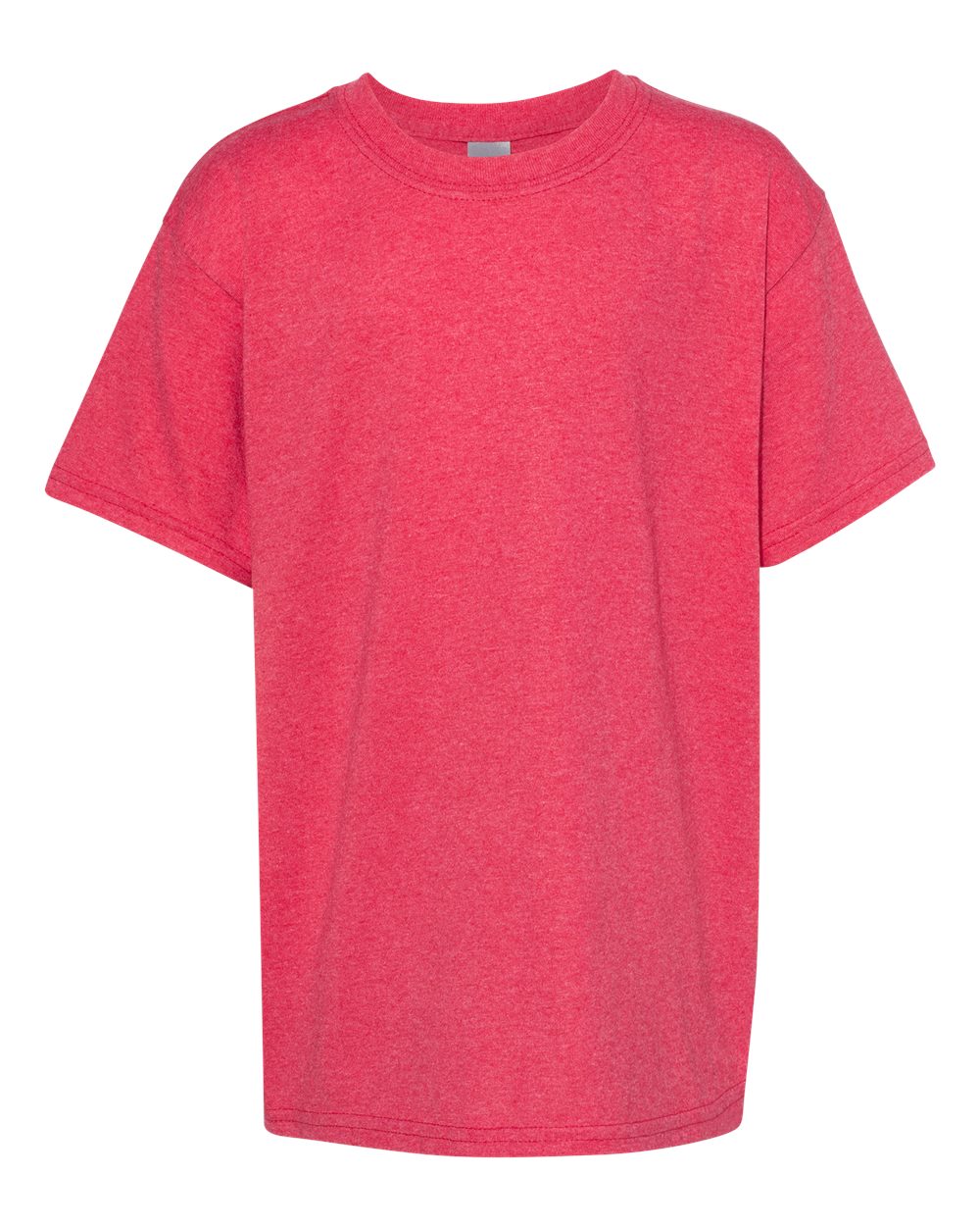 Front View of Heather Red Heavy Cotton™ Youth T-Shirt - 5000B