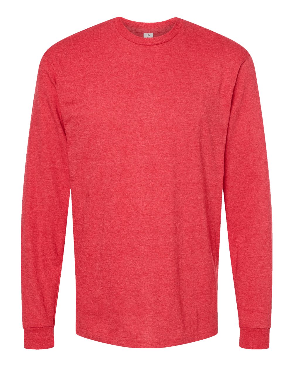 Front View of Heather Red Heavyweight Jersey Long Sleeve T-Shirt - 291