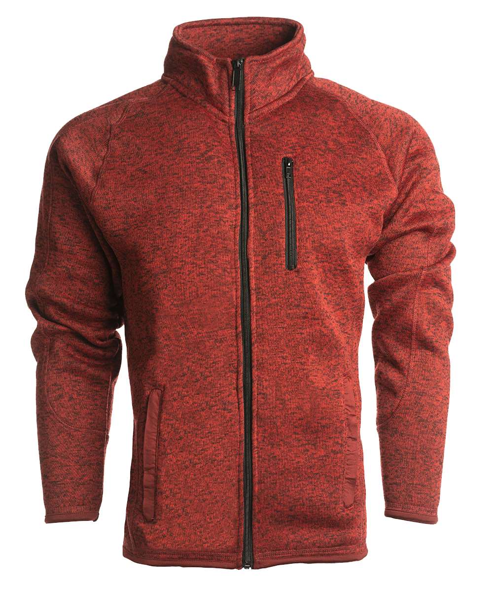 Front View of Heather Red Sweater Knit Jacket - 3901