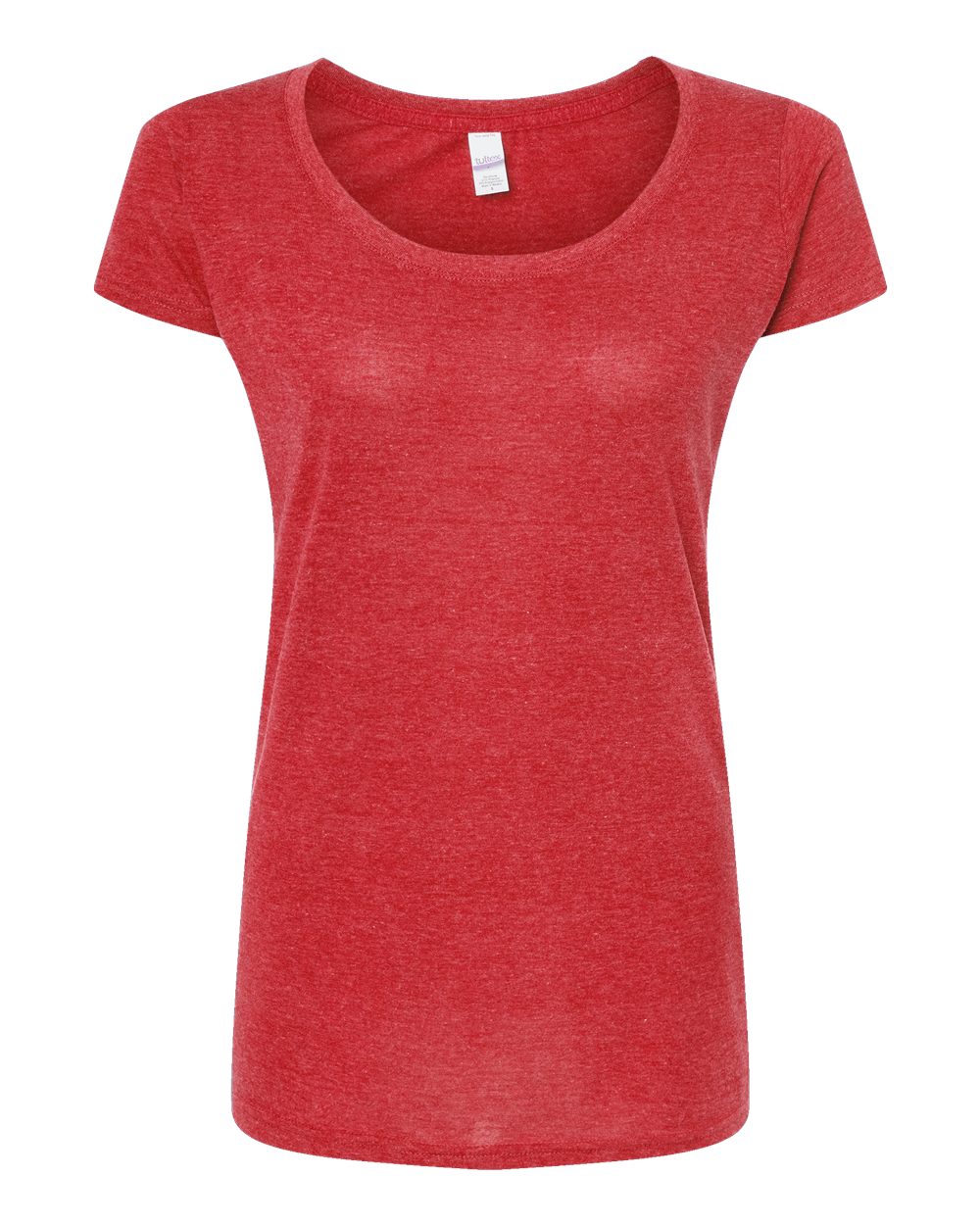 Front View of Heather Red Women's Poly-Rich Scoop Neck T-Shirt - 243