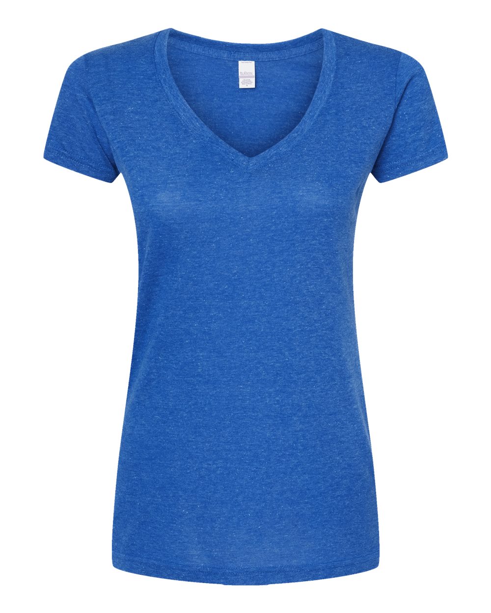 Front View of Heather Royal Women's Poly-Rich V-Neck T-Shirt - 244