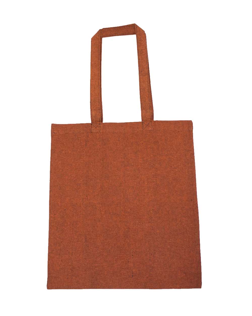 Front View of Heather Rust Orange Lightweight Recycled Canvas Tote Bag with Extended Handle - 8505R