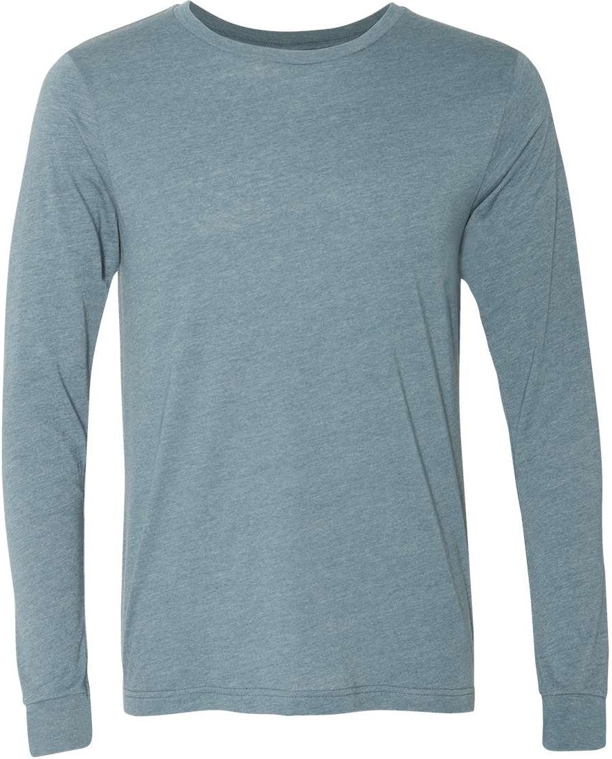Front View of Heather Slate Heather CVC Long Sleeve Tee - 3501CVC