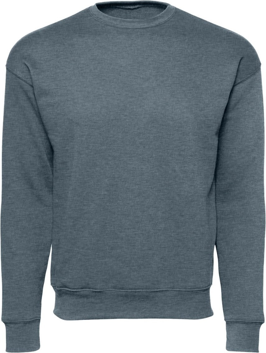 Front View of Heather Slate Sponge Fleece Drop Shoulder Crewneck Sweatshirt - 3945