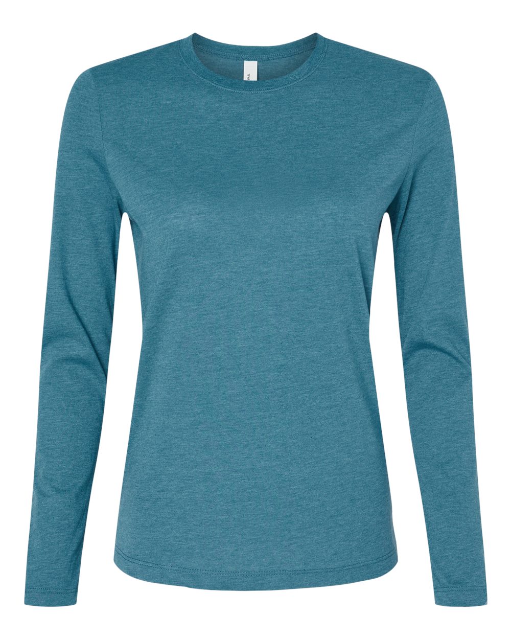 Front View of Heather Slate Women’s Jersey Long Sleeve Tee - 6500